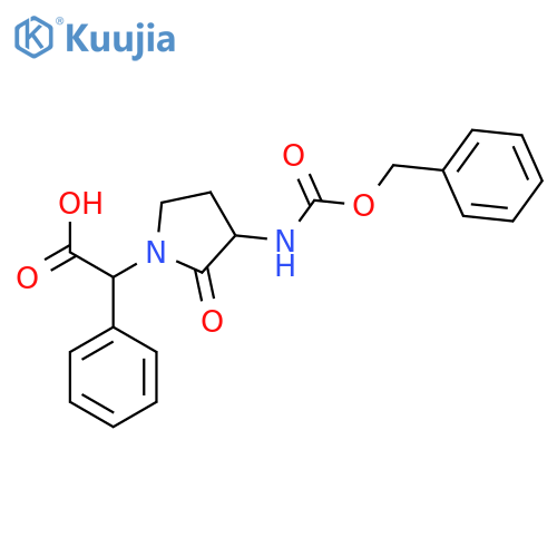 2-(3-{(benzyloxy)carbonylamino}-2-oxopyrrolidin-1-yl)-2-phenylacetic acid structure
