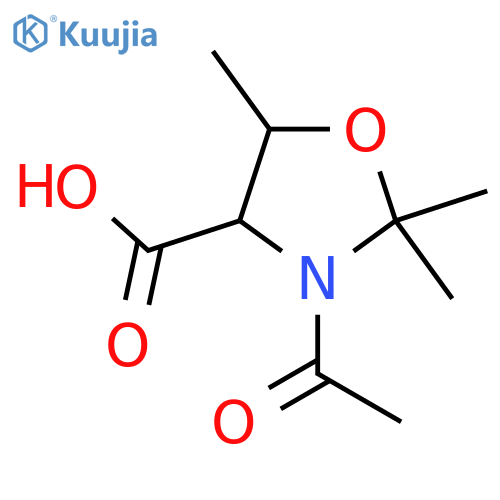 3-Acetyl-2,2,5-trimethyl-1,3-oxazolidine-4-carboxylic acid structure
