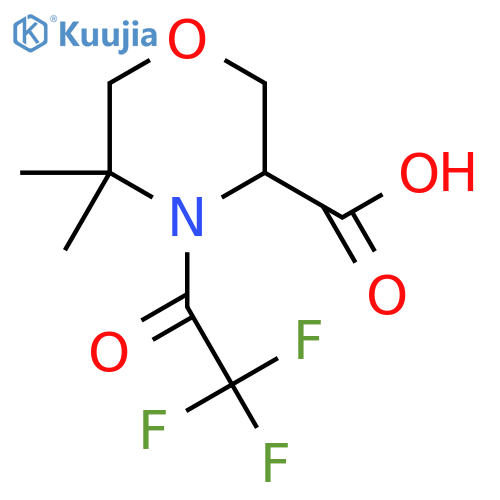 5,5-Dimethyl-4-(trifluoroacetyl)morpholine-3-carboxylic acid structure