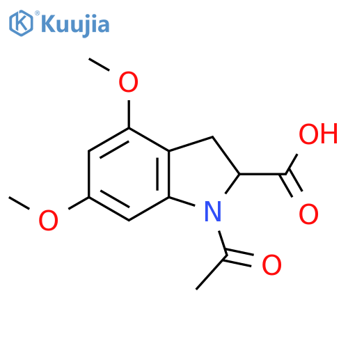 1-acetyl-4,6-dimethoxy-2,3-dihydro-1H-indole-2-carboxylic acid structure