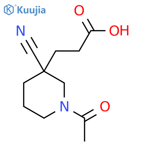 3-(1-Acetyl-3-cyanopiperidin-3-yl)propanoic acid structure