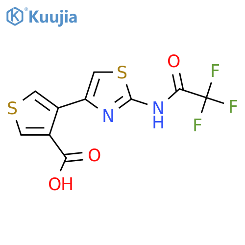 4-2-(2,2,2-trifluoroacetamido)-1,3-thiazol-4-ylthiophene-3-carboxylic acid structure