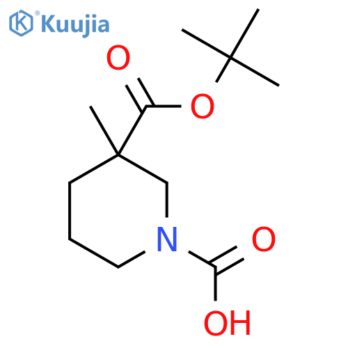 3-(tert-butoxy)carbonyl-3-methylpiperidine-1-carboxylic acid structure