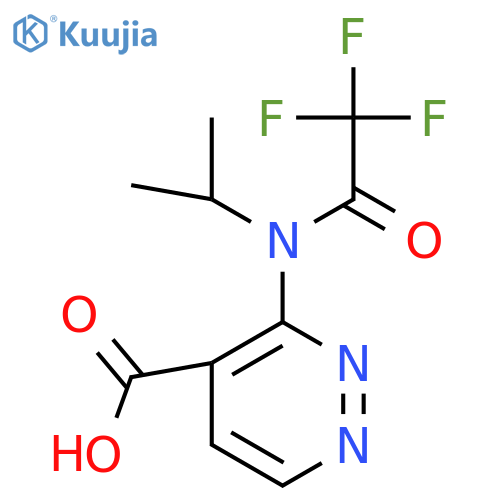 3-[2,2,2-trifluoro-N-(propan-2-yl)acetamido]pyridazine-4-carboxylic acid structure