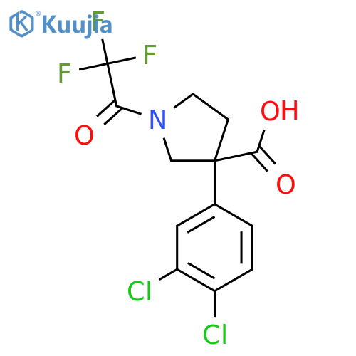 3-(3,4-Dichlorophenyl)-1-(2,2,2-trifluoroacetyl)pyrrolidine-3-carboxylic acid structure