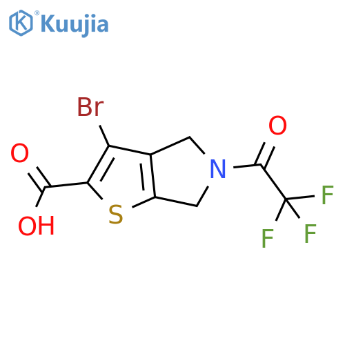 3-bromo-5-(2,2,2-trifluoroacetyl)-4H,5H,6H-thieno2,3-cpyrrole-2-carboxylic acid structure