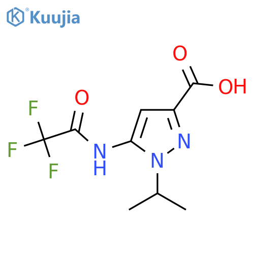 1-(propan-2-yl)-5-(2,2,2-trifluoroacetamido)-1H-pyrazole-3-carboxylic acid structure