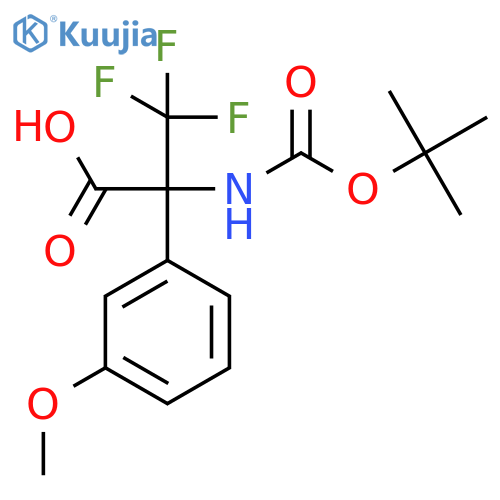 2-{(tert-butoxy)carbonylamino}-3,3,3-trifluoro-2-(3-methoxyphenyl)propanoic acid structure