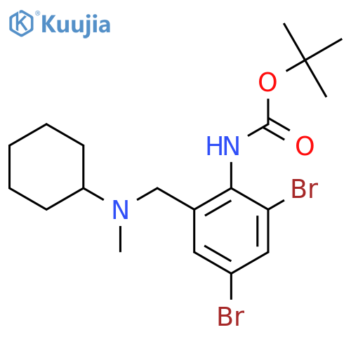 tert-butyl N-(2,4-dibromo-6-{cyclohexyl(methyl)aminomethyl}phenyl)carbamate structure