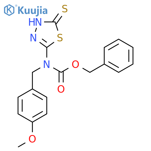 benzyl N-(4-methoxyphenyl)methyl-N-(5-sulfanyl-1,3,4-thiadiazol-2-yl)carbamate structure