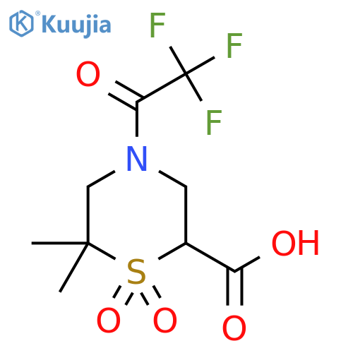 6,6-Dimethyl-1,1-dioxo-4-(2,2,2-trifluoroacetyl)-1lambda6-thiomorpholine-2-carboxylic acid structure