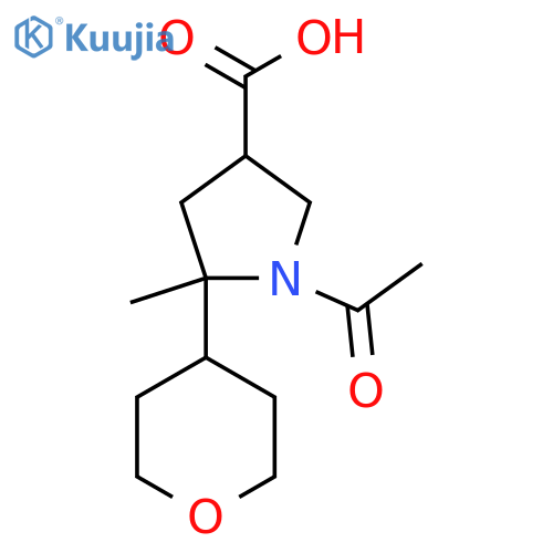 1-Acetyl-5-methyl-5-(oxan-4-yl)pyrrolidine-3-carboxylic acid structure