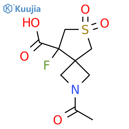2-acetyl-8-fluoro-6,6-dioxo-6lambda6-thia-2-azaspiro3.4octane-8-carboxylic acid structure