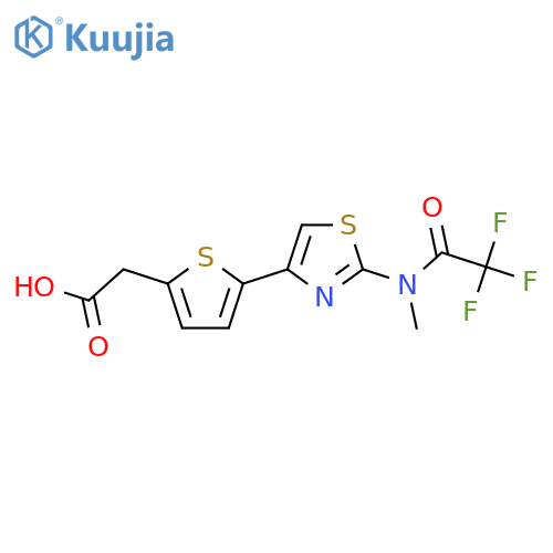 2-{5-2-(2,2,2-trifluoro-N-methylacetamido)-1,3-thiazol-4-ylthiophen-2-yl}acetic acid structure
