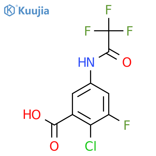2-Chloro-3-fluoro-5-(2,2,2-trifluoroacetamido)benzoic acid structure