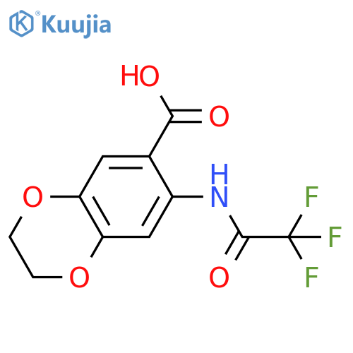 7-(2,2,2-Trifluoroacetamido)-2,3-dihydro-1,4-benzodioxine-6-carboxylic acid structure