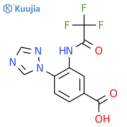 4-(1H-1,2,4-triazol-1-yl)-3-(2,2,2-trifluoroacetamido)benzoic acid structure