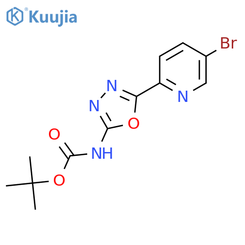 tert-butyl N-[5-(5-bromopyridin-2-yl)-1,3,4-oxadiazol-2-yl]carbamate structure
