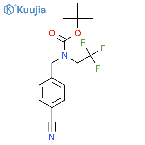tert-butyl N-[(4-cyanophenyl)methyl]-N-(2,2,2-trifluoroethyl)carbamate structure