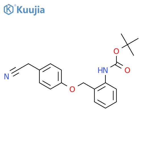 tert-butyl N-(2-{4-(cyanomethyl)phenoxymethyl}phenyl)carbamate structure