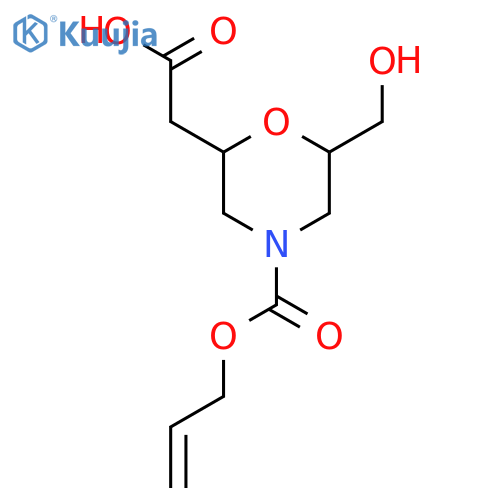 2-6-(hydroxymethyl)-4-(prop-2-en-1-yloxy)carbonylmorpholin-2-ylacetic acid structure