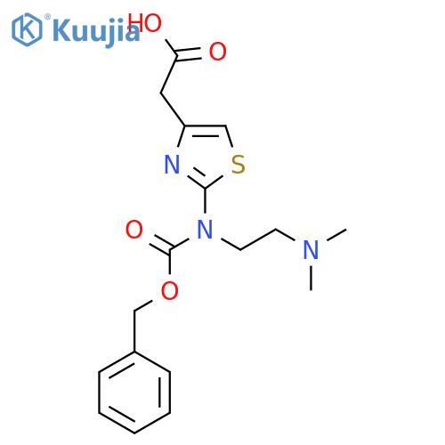 2-(2-{(benzyloxy)carbonyl2-(dimethylamino)ethylamino}-1,3-thiazol-4-yl)acetic acid structure