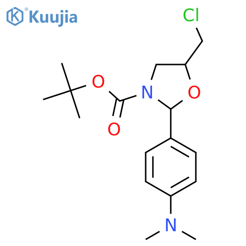 tert-butyl 5-(chloromethyl)-2-4-(dimethylamino)phenyl-1,3-oxazolidine-3-carboxylate structure