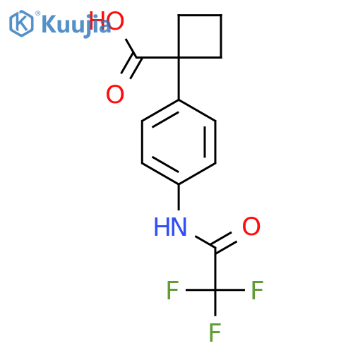 1-4-(2,2,2-trifluoroacetamido)phenylcyclobutane-1-carboxylic acid structure