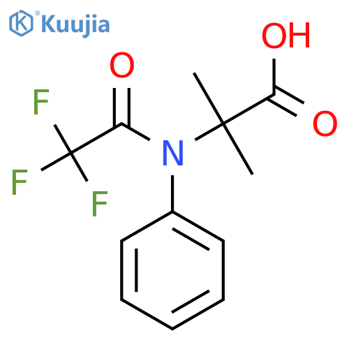 2-methyl-2-(2,2,2-trifluoro-N-phenylacetamido)propanoic acid structure