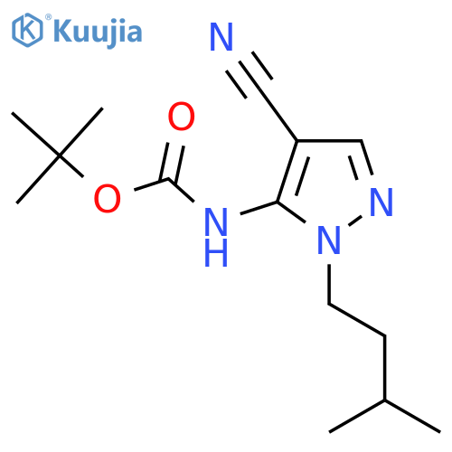 tert-butyl N-[4-cyano-1-(3-methylbutyl)-1H-pyrazol-5-yl]carbamate structure