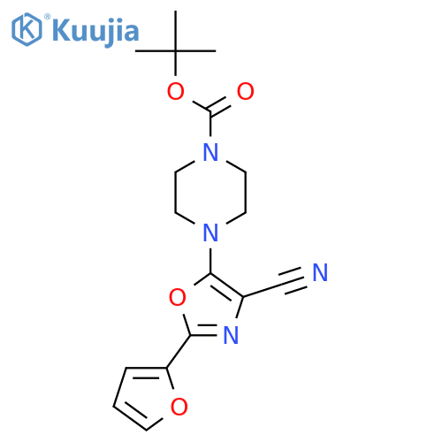 tert-butyl 4-4-cyano-2-(furan-2-yl)-1,3-oxazol-5-ylpiperazine-1-carboxylate structure