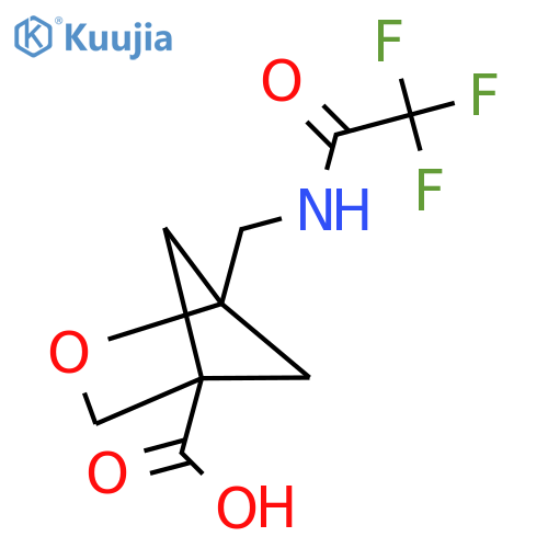 1-[(Trifluoroacetamido)methyl]-2-oxabicyclo[2.1.1]hexane-4-carboxylic acid structure