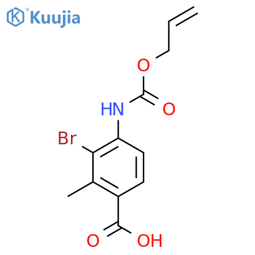 3-bromo-2-methyl-4-{(prop-2-en-1-yloxy)carbonylamino}benzoic acid structure