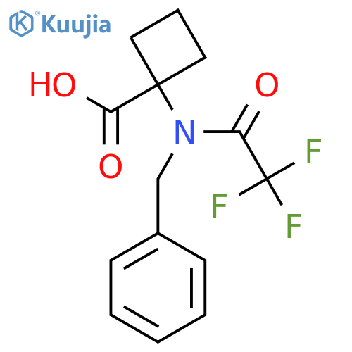 1-(N-benzyl-2,2,2-trifluoroacetamido)cyclobutane-1-carboxylic acid structure