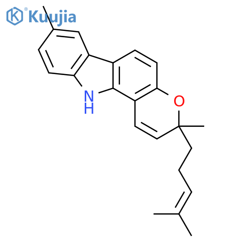 Pyrano[3,2-a]carbazole,3,11-dihydro-3,8-dimethyl-3-(4-methyl-3-penten-1-yl)-, (-)- structure