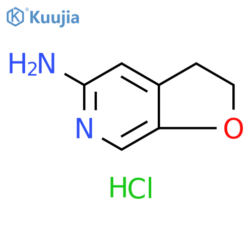 Furo[2,3-c]pyridin-5-amine, 2,3-dihydro-, hydrochloride (1:1) structure