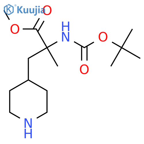 Methyl 2-{[(tert-butoxy)carbonyl]amino}-2-methyl-3-(piperidin-4-yl)propanoate structure