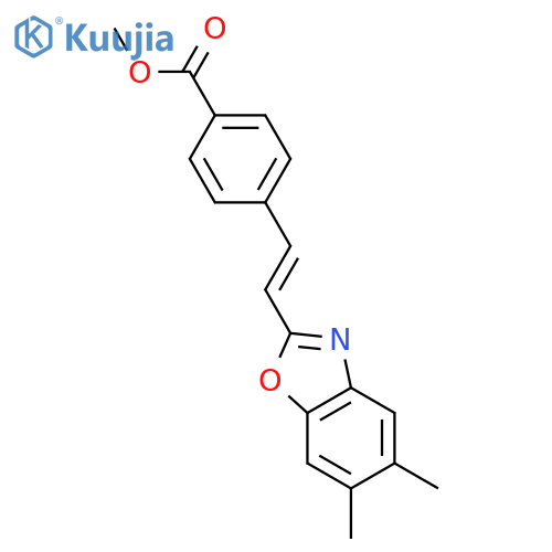 Benzoic acid,4-[2-(5,6-dimethyl-2-benzoxazolyl)ethenyl]-, methyl ester structure