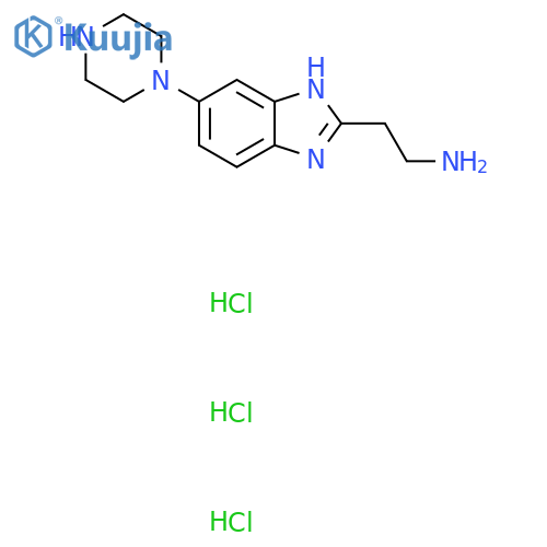 2-5-(piperazin-1-yl)-1H-1,3-benzodiazol-2-ylethan-1-amine trihydrochloride structure