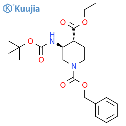 trans-3-tert-Butoxycarbonylamino-piperidine-1,4-dicarboxylic acid 1-benzyl ester 4-ethyl ester structure