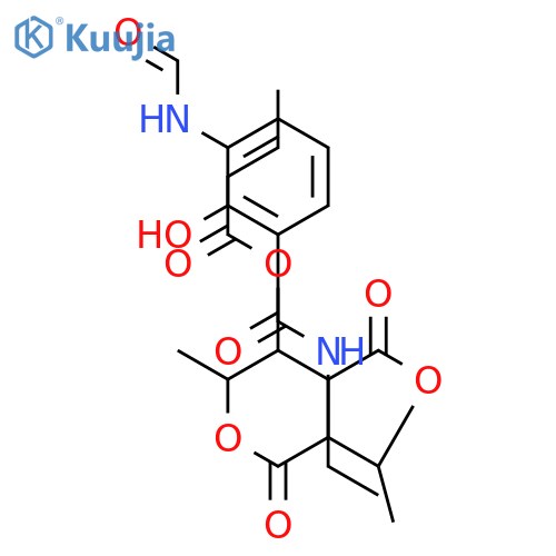 Butanoic acid,8-ethyl-3-[[3-(formylamino)-2-hydroxybenzoyl]amino]-2,6-dimethyl-4,9-dioxo-1,5-dioxonan-7-ylester (9CI) structure
