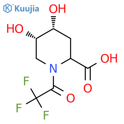 rac-(4R,5S)-4,5-dihydroxy-1-(2,2,2-trifluoroacetyl)piperidine-2-carboxylic acid structure