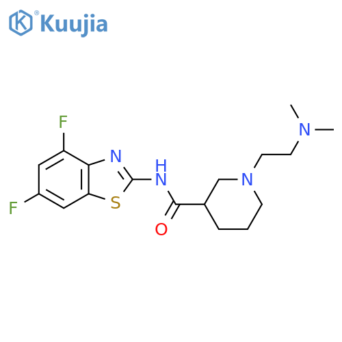 N-(4,6-difluoro-1,3-benzothiazol-2-yl)-1-[2-(dimethylamino)ethyl]piperidine-3-carboxamide structure
