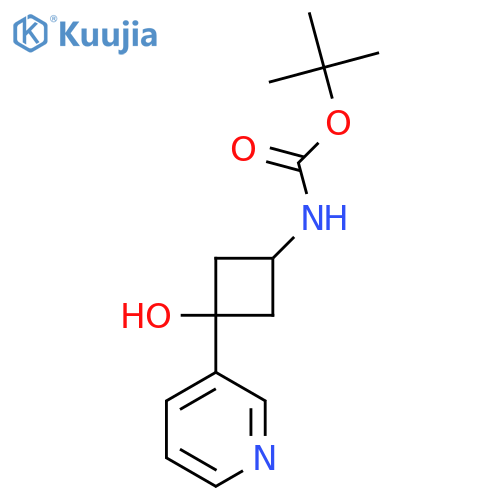 tert-butyl N-[(1s,3s)-3-hydroxy-3-(pyridin-3-yl)cyclobutyl]carbamate structure