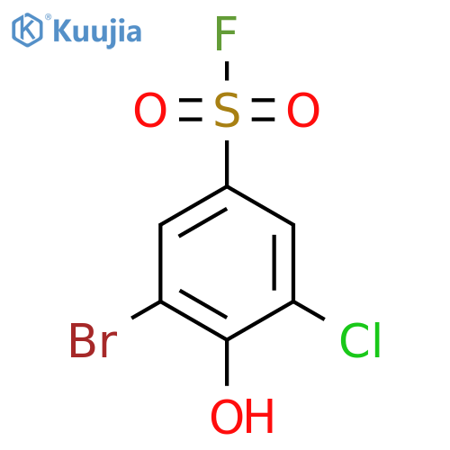 3-Bromo-5-chloro-4-hydroxybenzene-1-sulfonyl fluoride structure
