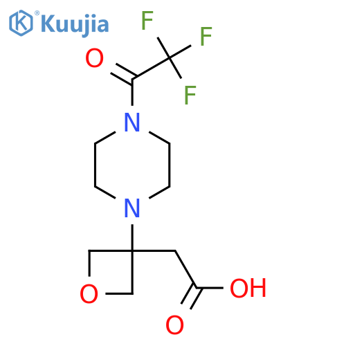 2-{3-[4-(2,2,2-Trifluoroacetyl)piperazin-1-yl]oxetan-3-yl}acetic acid structure