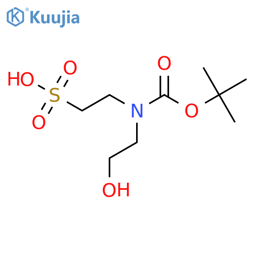 2-{[(Tert-butoxy)carbonyl](2-hydroxyethyl)amino}ethane-1-sulfonic acid structure
