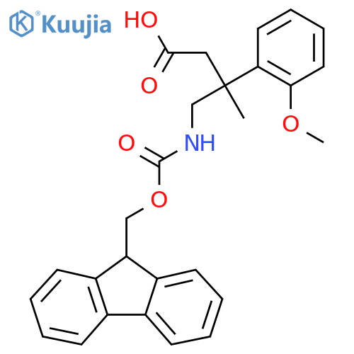 4-({[(9H-fluoren-9-yl)methoxy]carbonyl}amino)-3-(2-methoxyphenyl)-3-methylbutanoic acid structure