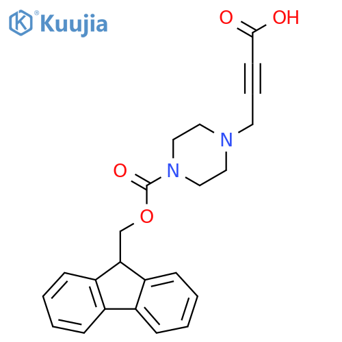 4-(4-{(9H-fluoren-9-yl)methoxycarbonyl}piperazin-1-yl)but-2-ynoic acid structure