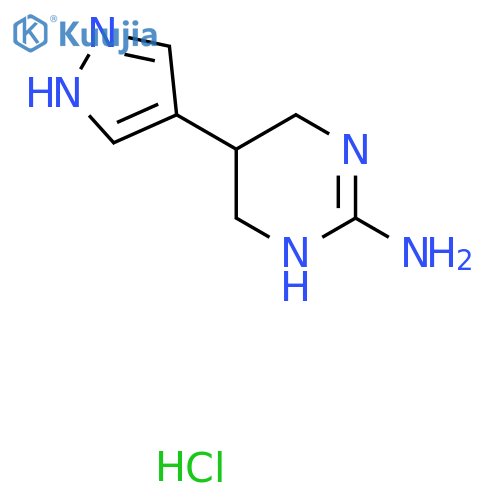 5-(1H-pyrazol-4-yl)-1,4,5,6-tetrahydropyrimidin-2-amine hydrochloride structure